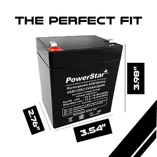 PowerStar 12V 5AH Rechargeable Sealed Lead Acid Battery, AGM