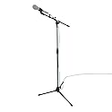 Rockville RVMIC1 V2 Pro Audio Tripod Microphone Stand, Telescopic Boom, All-Metal Joints, Steel, Universal, Perfect for Studio & Live Performances