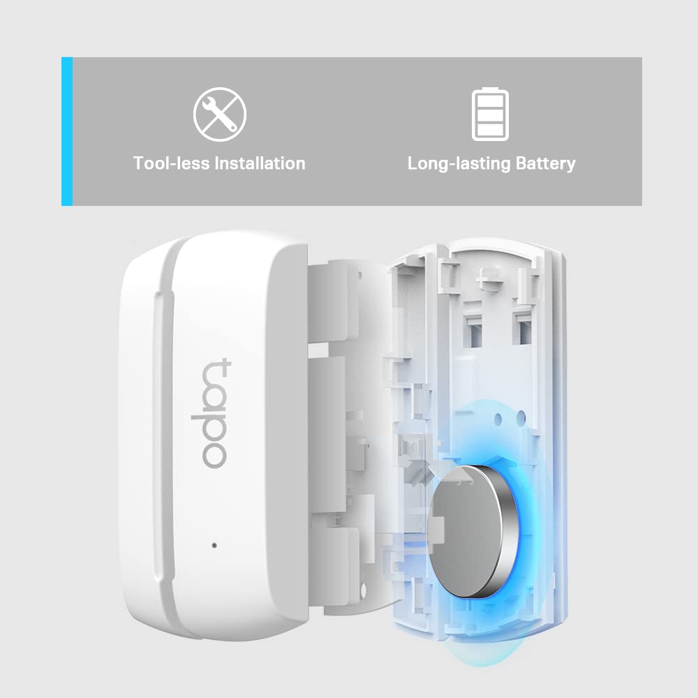 Tapo Door Sensor Mini, Requires Tapo Hub, Long Battery Life w/Sub-1G Low-Power Wireless Protocol, Contact Sensor, 15mm Wide Gap Allowed, Real-Time