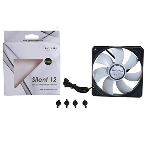 Gelid Solutions Silent 12 PWM | 120mm PWM Computer Fan | 4 Pin Molex | 120x120x25mm | 1500RPM | Hydro Bearing | FN-PX12-15 | Color Black