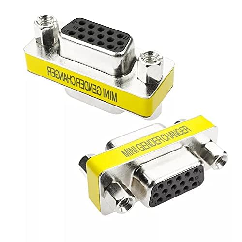 LuoQiuFa 2-Pack VGA SVGA HD15 Female to Female Mini Gender Changer Coupler Cable Adapter