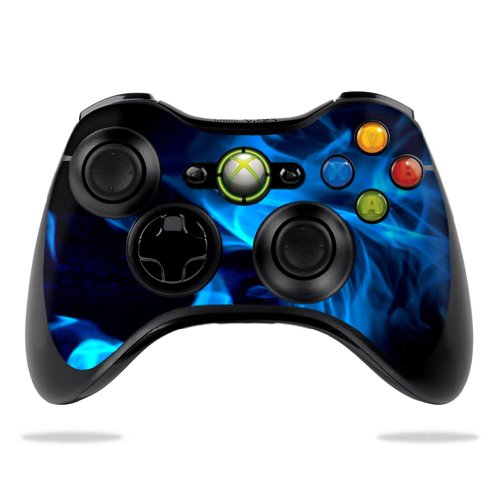 MightySkins Skin Compatible with Microsoft Xbox 360 Controller - Blue Flames | Protective, Durable, and Unique Vinyl Decal wrap Cover | Easy to Apply