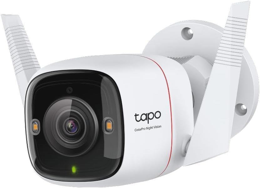 Tapo ColorPro Wi-Fi Outdoor Camera | Plug-in | Daylight Clarity at Night | 2K QHD | Person/Pet/Vehicle Detection | Local/Cloud Storage | 127° FOV |