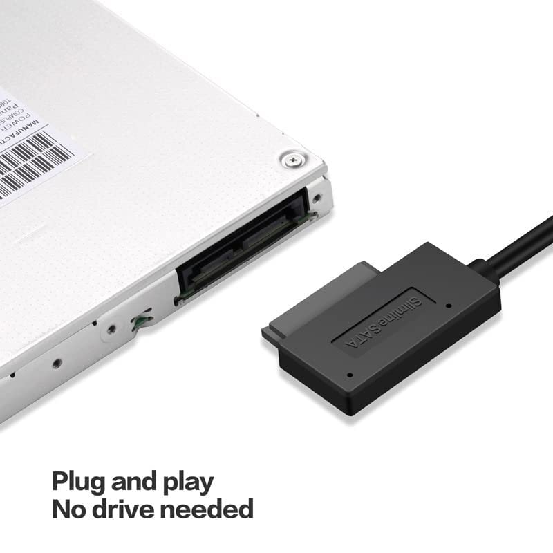 BUBUCAM USB 3.0 to SATA 7+6 13pin Slimline Sata Adapter Cable 5Gbps Compatible for Laptop CD DVD ROM Optical Drive