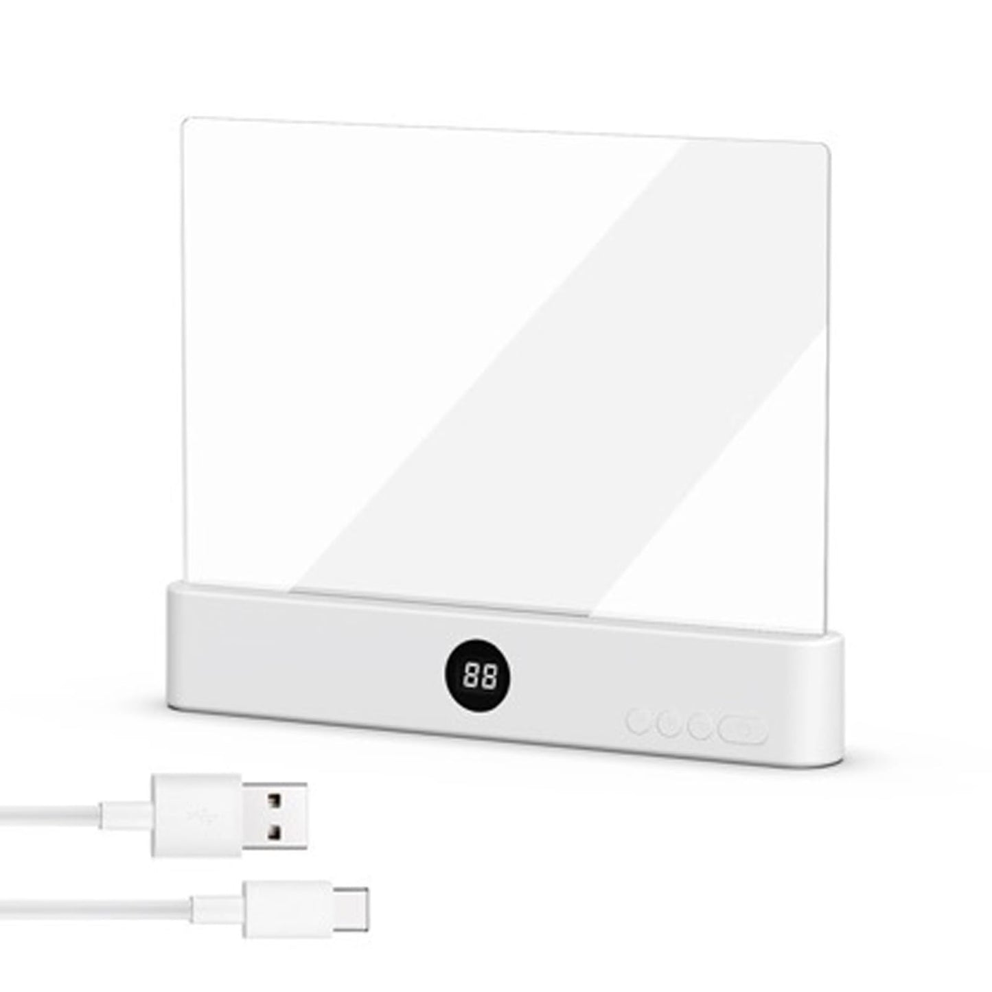 QIURUNMA Rechargeable LED Book Page Light with Timer, 3 Color Modes & Stepless Dimming, Clear Acrylic Panel, Bedside Reading Lamp for Nighttime Study