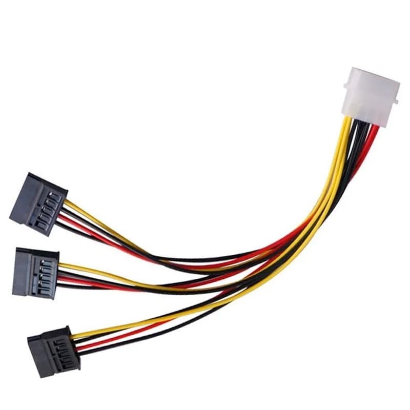 ThtRht 3 Pack 4Pin Molex to 3X Sata 15Pin Splitter Connector Power Supply Cable Adapter Male LP4 4 Pin IDE to HDD Hard Drive ATA Female Port