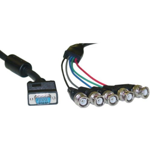 SVGA to BNC (5 Male) Breakout Cable, Double Shielded, Black, 6 foot