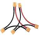 Yiqigou 2 Packs XT60 Series Connector Cable 1-Female to 2-Male XT60 Plug Adapter for RC Lipo Battery