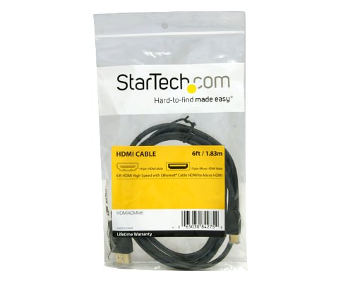 StarTech 6ft Micro HDMI to HDMI Cable with Ethernet, 4K 30Hz (HDMIADMM6)