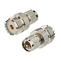 DHT Electronics RF coaxial Adapter MINI-UHF Male to UHF SO239 PL259 Connector Pack of 2