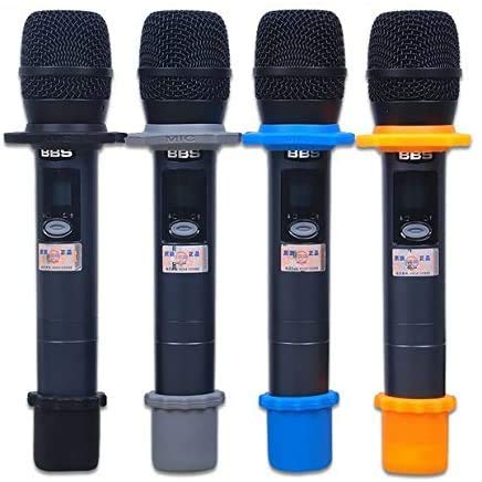 YTYKINOY 6 Sets Wireless Handheld Microphone Shakeproof Anti-Rolling Mic Protection Silicone Ring & Bottom Rod Sleeve Holder Stand for KTV Device (6