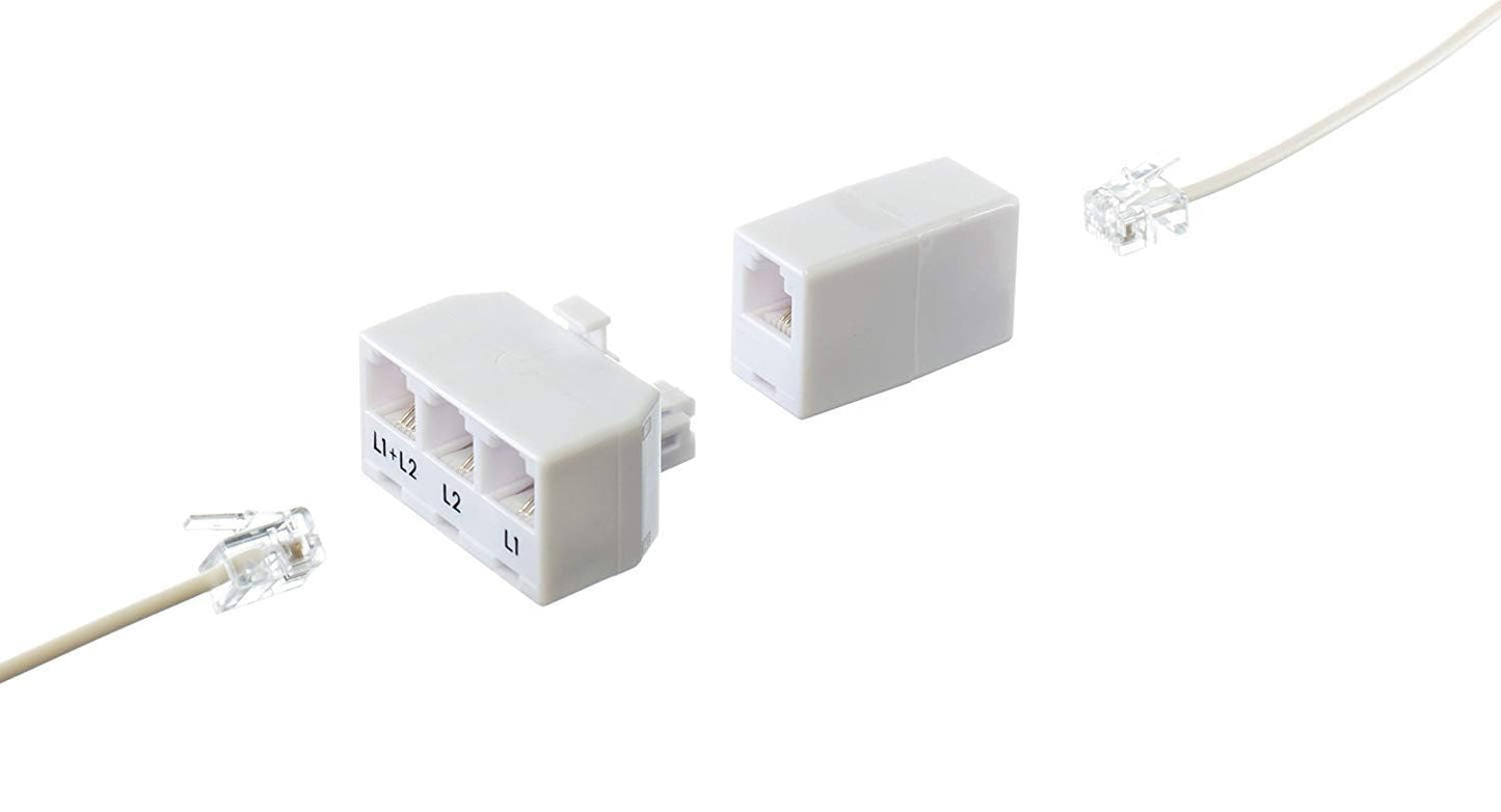 THE CIMPLE CO 2-Line Phone Splitter for Landline - 3-Way Telephone Splitter (1, 2, and Twin Lines) with RJ11 Keystone Jack - Landline Phone Divider