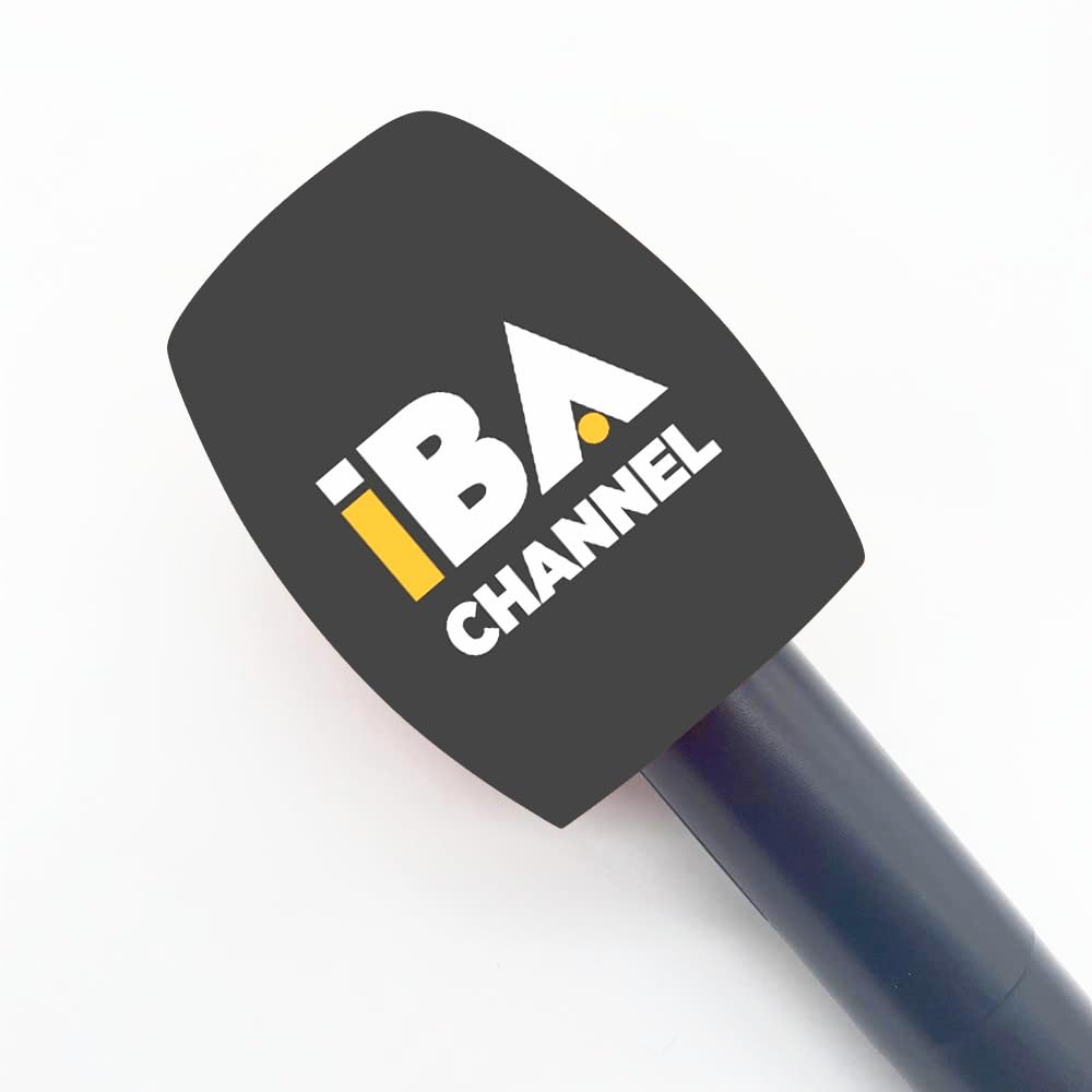 2 Pack Logo Customized on Microphone Foam Windscreens Handhold Mic Foam Covers Windshields with Logo Printed for TV Interview, Broadcast,Radio Station