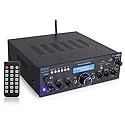Pyle Wireless Bluetooth Power Amplifier System- 200W Dual Channel Sound Audio Stereo Receiver w/USB, SD, AUX, MIC w/Echo, Radio, LCD - Home Theater