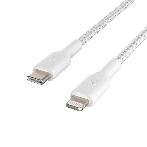 Belkin BoostCharge Nylon Braided USB C to Lightning Cable 6.6ft/2M - MFi Certified 18W Power Delivery iPhone Charger Cord - Apple Charger USB C Cable…