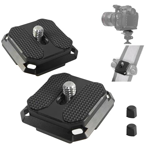 2 Pack Arca-Swiss Plate, Quick Release Plate Camera Mount for Tripod,38mm Arca-Swiss Mount Plate with Safety Pins, Lightweight Aluminum