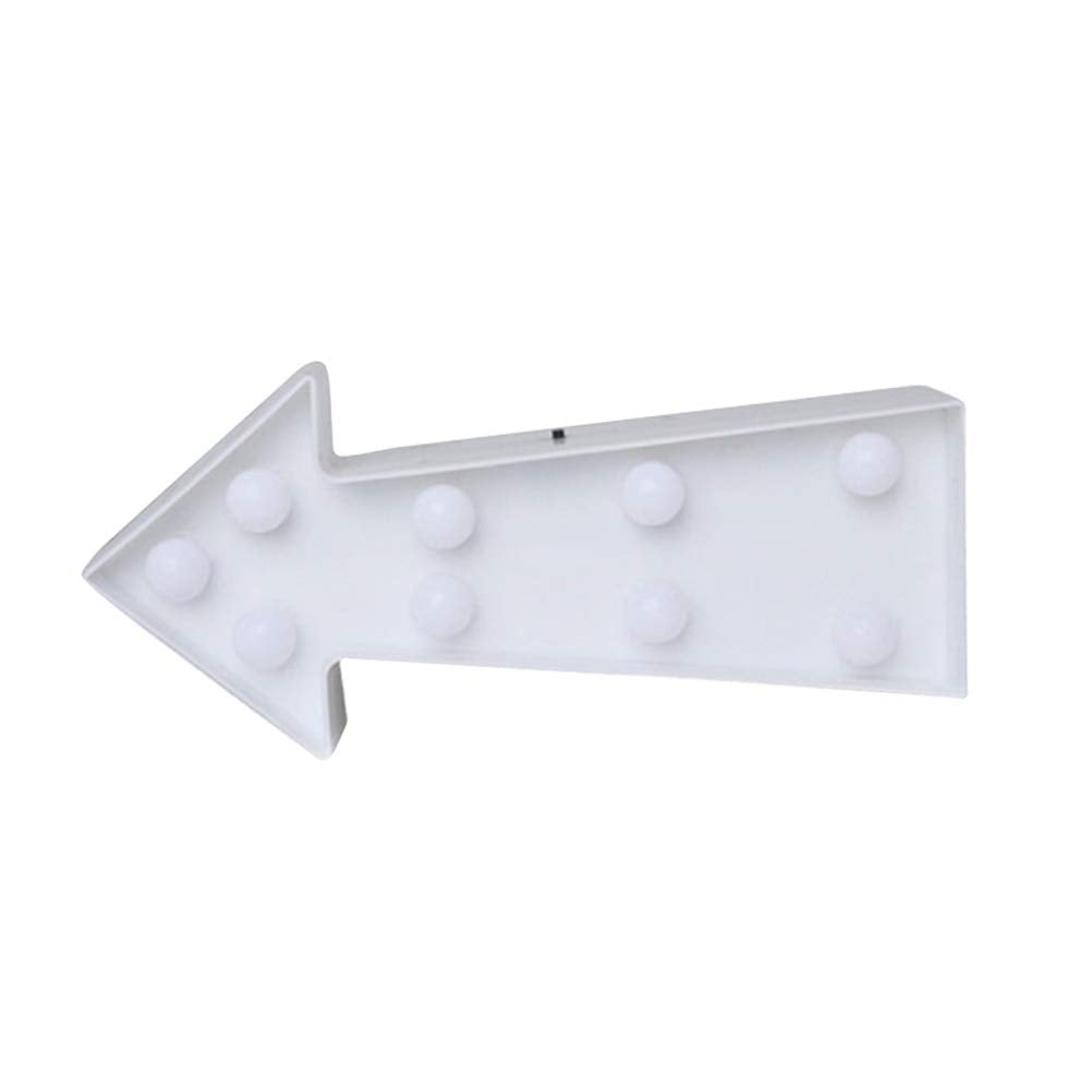 3D Arrow Sign Light LED Plastic Arrow Shaped Sign-Lighted Marquee Arrow Sign Wall Decor for Christmas Birthday Kids Room Wedding Party Decor(White)