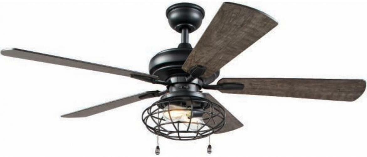 Home Decorators Collection Ellard 52 in. LED Matte Black Indoor Ceiling Fan with Lights