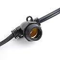 Novelty Lights 25 Feet Heavy Duty Light String with 25 in-Line E17 Sockets, Black Wire PVC Commercial Grade Stringer, 12" Spacing, End-to-End