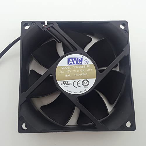 DS08025B12U 12V 80mm Fan, 12V 0.70A 8025 2-Wire Chassis Cooling Fan