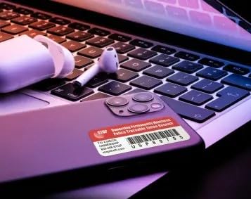 Stop Security Plate (Small) - Anti-Theft ID Tag and 24/7 Recovery Service for Laptops, Tablets, Cell Phones and Other Devices. Made in USA.