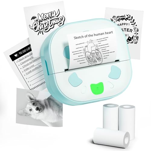 NDYIN Sticker Printer, PrintPods Mini Printer, Bluetooth Portable Sticker Maker with 3 Rolls Paper, Print Pod Inkless Thermal Printer for iPhone