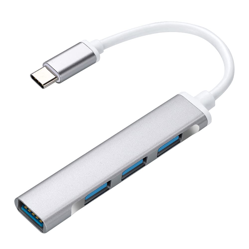 JacobsParts USB-C Type C to USB 3.0 4 Port Hub Splitter for MacBook Pro/Air, iPad, PC, Chromebook, Phone (Silver)