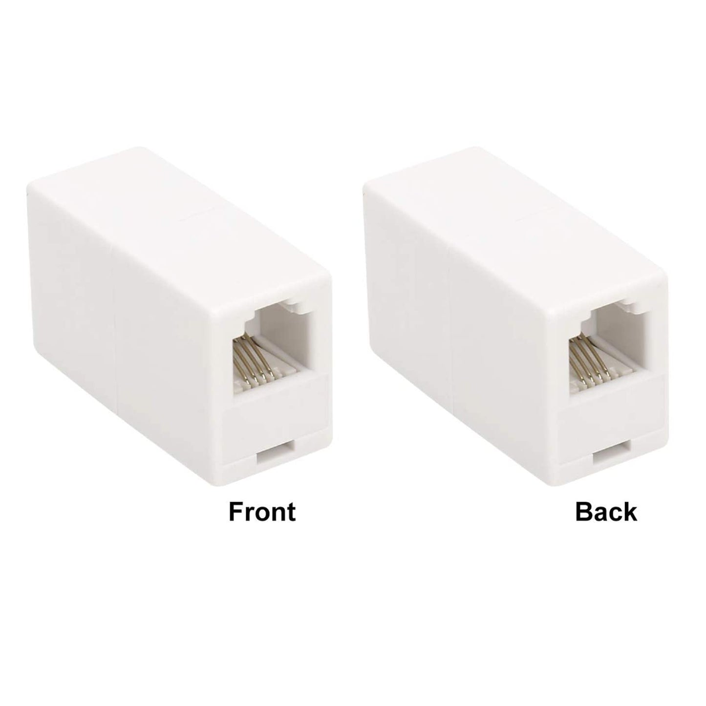 HAWAKA 2PC RJ11 6P4C Phone Line Coupler,Inline Couplers,Modular Female to Female Straight Telephone Extension Cable Cord Coupler Adapter Jack (White)