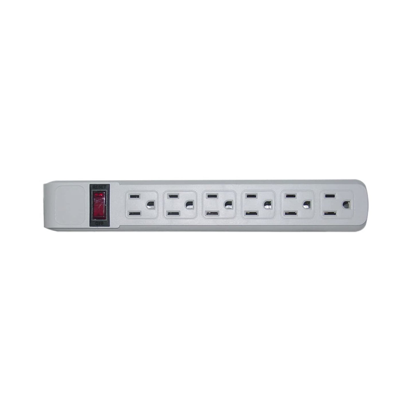 15 feet Surge Protector, Flat Rotating Plug, 6 Outlet, Gray Horizontal Outlets, Plastic, 15ft Power Cord, Surge Protector Multi Plug, CableWholesale