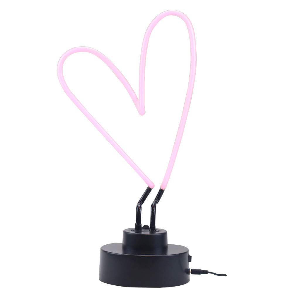 Chi-buy Real Glass Neon Sculpture Heart Neon Light Neon Sign 39cm x 21.5cm x 13.7cm Neon Lamp (Heart) (Pink)