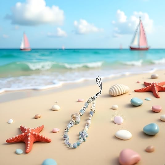 Myuiao Beaded Phone Lanyard Wrist Strap,Anti-Lost Charm String Cell Lanyard Strap Charm Women's Wristlet, Cell Charms, Car Keychain,Pearl Bracelet