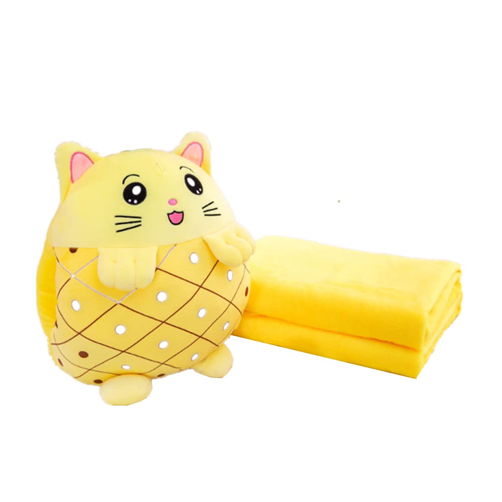 Kids Stuffed Animal Travel Blanket and Pillow Set, Adorable 3 in 1 Multifunctional Fruit Plush Pillow with Hand Warmer Design, Perfect for Travel,…