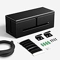 HomeBliss Large Cable Management Box-Stylish Wire Organizer, Wire Concealer and Wire Management Box-Wire Management Box with Protective Sleeve (Black)