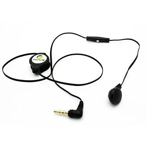 Retractable Mono Earphone for Galaxy A10e, Headphone 3.5mm w Mic Headset Handsfree Earbud Earpiece Microphone Compatible with Samsung Galaxy A10e