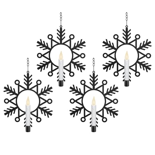 Xodus Innovations CW1510A 4 Battery Powered Metal Snowflake Window Wreaths with Hot Spot Flameless Candle Light and Automatic Timer