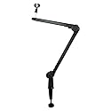 Rockville Rogan Stand Pro Boom Arm Mic Stand, 38" Reach, Aluminum, Dual Mount, Hidden 6.5Ft XLR Cable, Mic Clip Included, Foldable Design, For