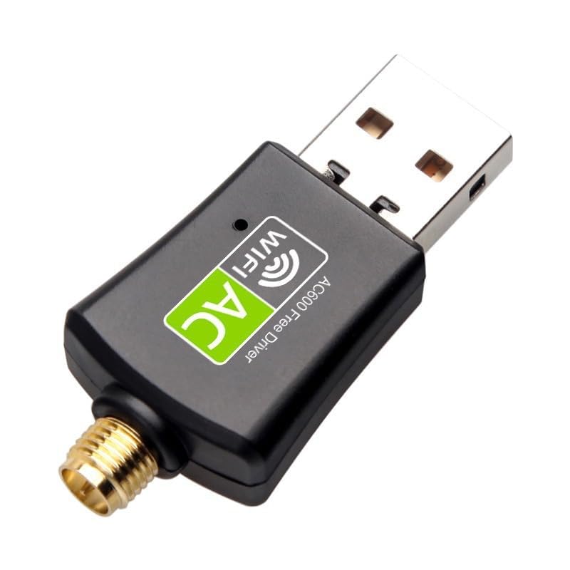 USB WiFi Adapter 600Mbps Wireless Card Network Dongle for PC Laptop Desktop with High Gain 5dBi Antenna Dual Band 802.11a 2.4GHz 150Mbps 5GHz 433Mbps