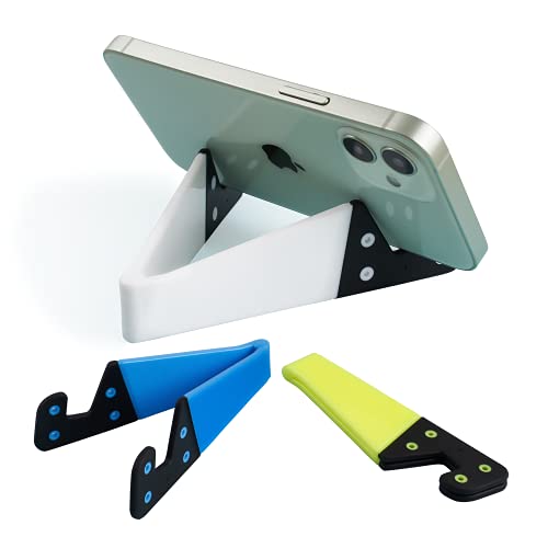 Portable Cell Phone Stand for Desk, Foldable Pocket Travel Mobile Phone Holder, Upgrade Universal V Smartphone Kickstand Mount Compatible with iPhone