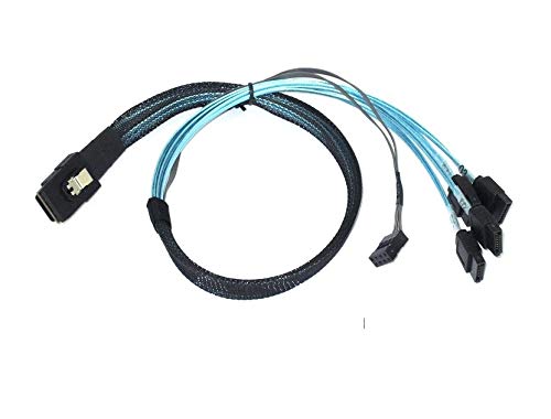 Micro SATA Cables|1 Meter Mini SAS SFF-8087 36 Pin to 4 X 7 Pin SATA with Side Band Signal Cable