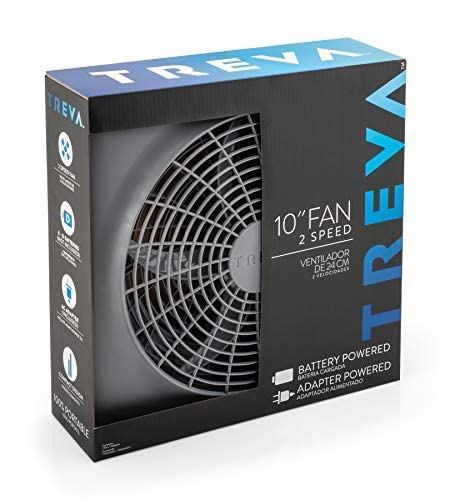 Treva 10 in Portable Desktop Battery Fan 2-Speed with AC Adapter Graphite