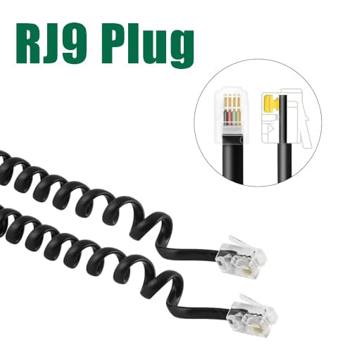 Lativu Phone Cord for Landline, 2 Pack Telephone Cord, 4.5 Ft Uncoiled(0.72 Ft Coiled), Telephone Cords for Landline Phones RJ9 4P4C, Phone Cable