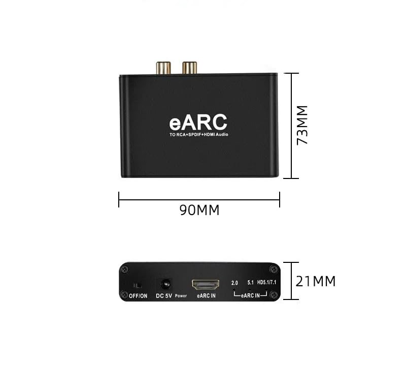 eARC Audio Extractor HDMI ARC Audio Converter eARC to HDMI Audio Optical/SPDIF RCA L/R 3.5mm Jack Digital to Analog Adapter