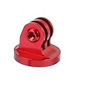 NovelGoal CNC Aluminium Small Tripod Mount Adapter with Thread Screw for HD Hero 13 9 8 7 6 5 4 Session 2 3 Action Cameras (Red Adapter)