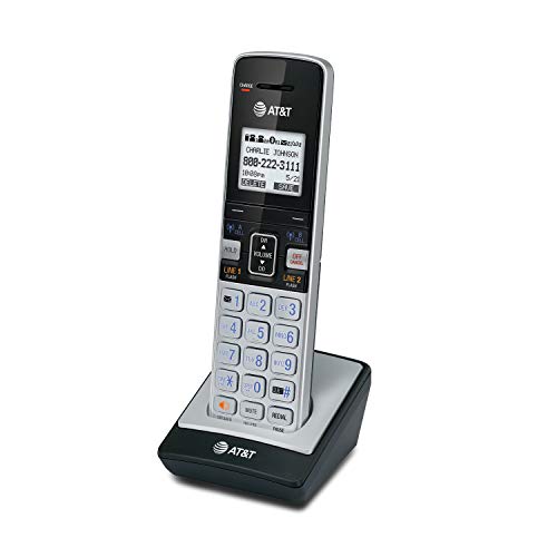 AT&T TL86003 Accessory Cordless Handset, Silver/Black | Requires AT&T TL86103 to Operate