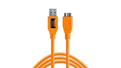 Tether Tools TetherPro USB 3.0 to Micro-B Cable | for Fast Transfer and Connection Between Camera and Computer | High Visibility Orange | 15 Feet (4.6