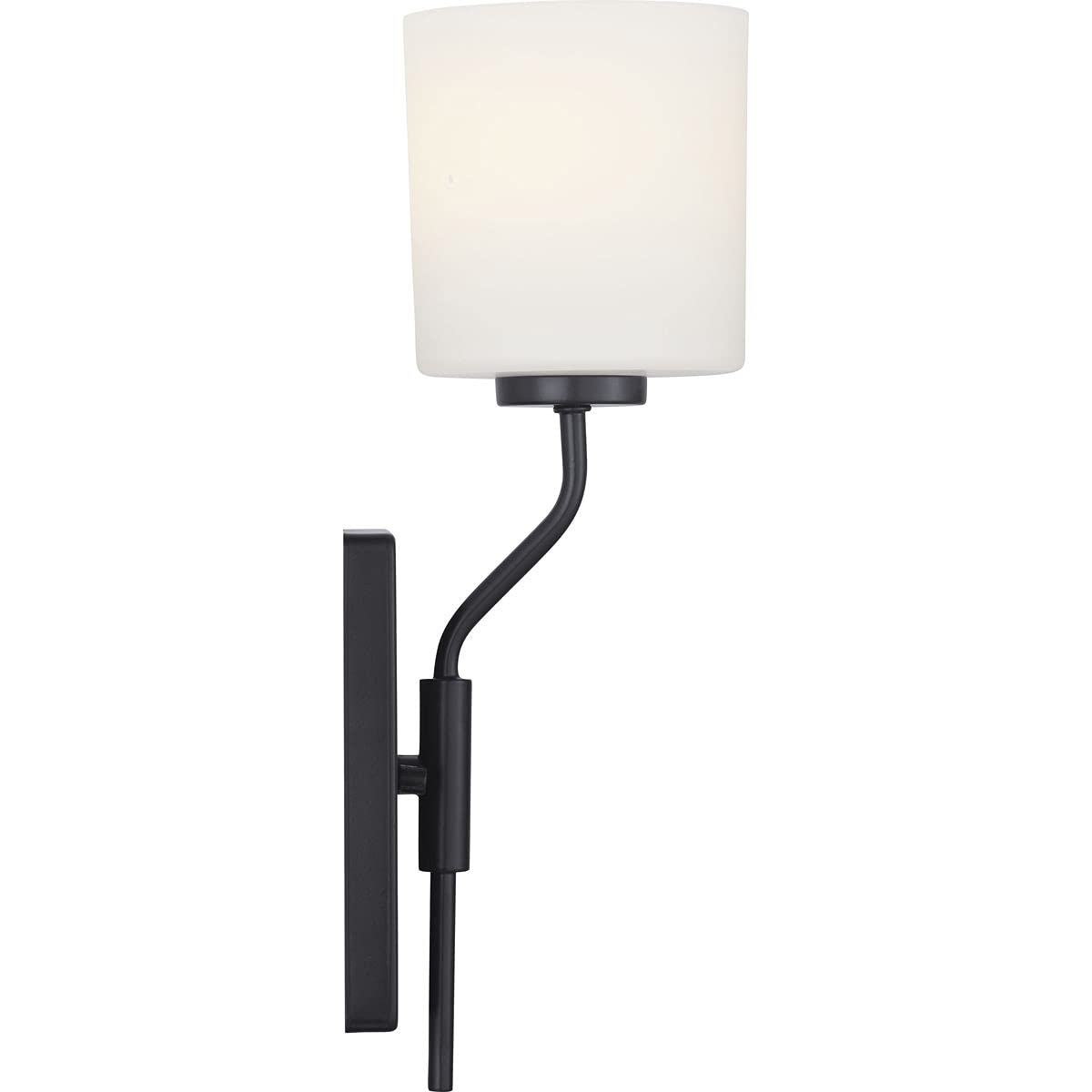 Progress Lighting Tobin Collection 1-Light Etched White Glass Modern Bath Vanity Light Matte Black