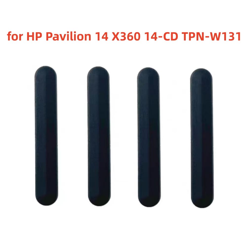 4PCS Bottom Case Rubber Feet Strip Replacement for HP Pavilion 14 X360 14-CD TPN-W131 Laptop Bottom Rear Cover Rubber Foot Mat Black