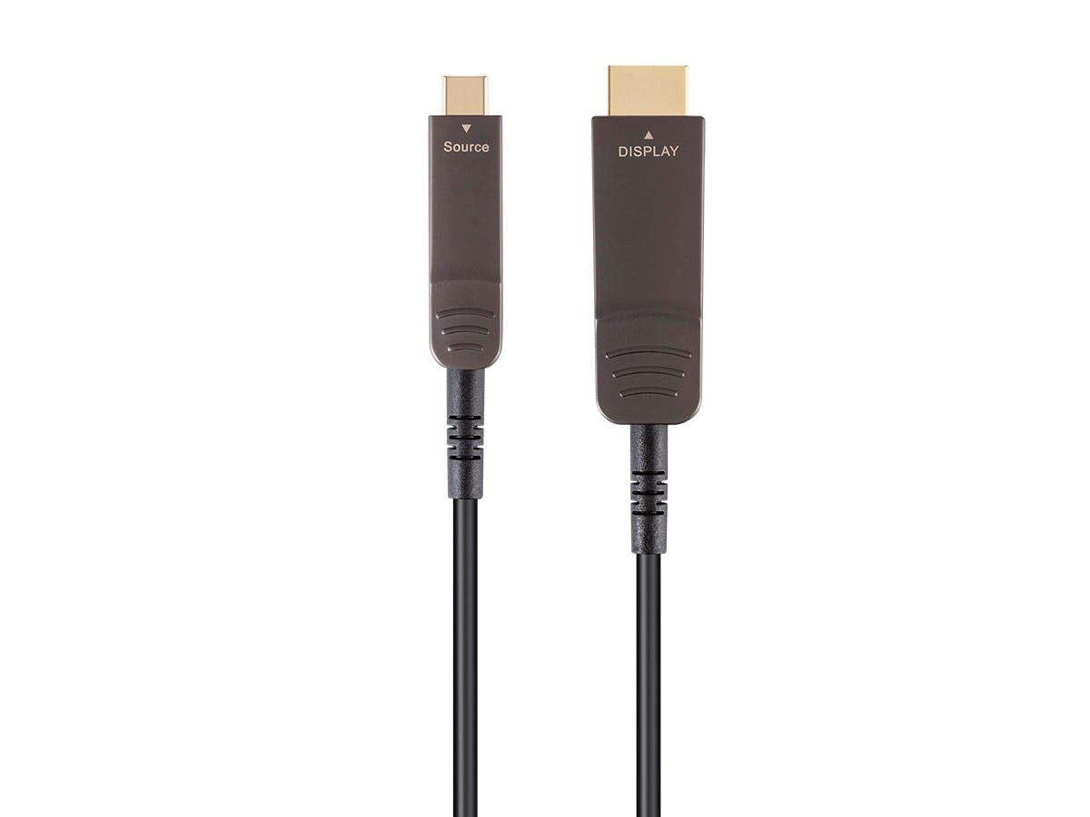 Monoprice USB 3.1 Type-C to HDMI Video Cable - 50 Feet - Black | 4K@60Hz, Fiber Optic, AOC, Transmits Up to 100 Feet, Gold Plated Connectors - SlimRun