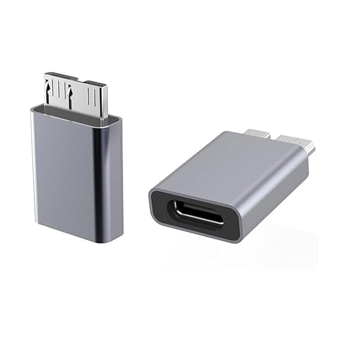 Kework 2 Pack Micro B USB to USB Type C Adapter, USB 3.1 Type C Female to USB 3.0 Micro B Male Adapter Converter Connector, 5Gbps 3A