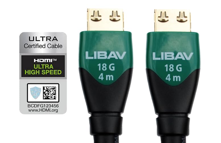 Liberty's Premium Series Nebula with Ethernet 18G HDMI Cable 4K Resolutions, 8.0 Meters (26 feet) Length. Laptop, PC, Gaming, Projector, Monitor
